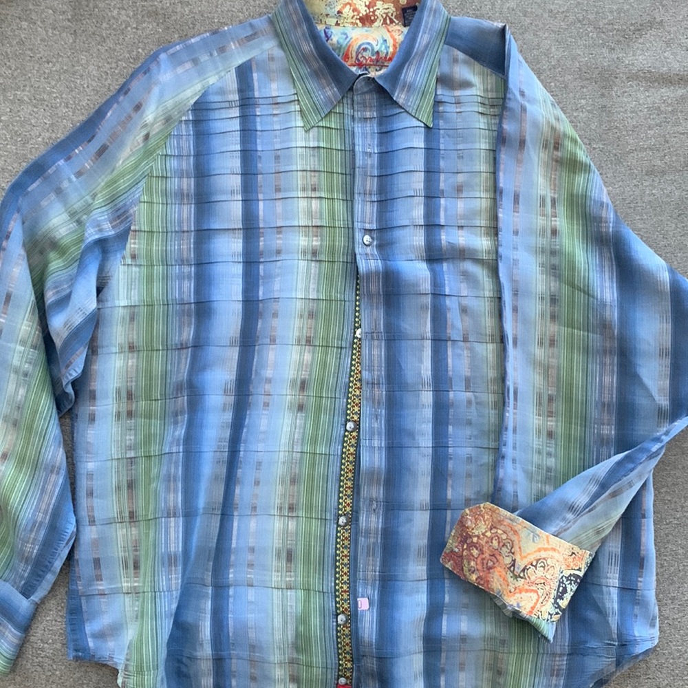 Robert Graham embroidered dress shirt 2XL men’s long sleeve